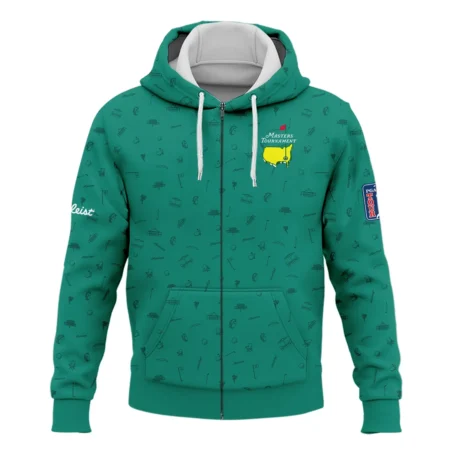 Golf Masters Tournament Titleist Zipper Hoodie Shirt Augusta Icons Pattern Green Golf Sports All Over Print Zipper Hoodie Shirt