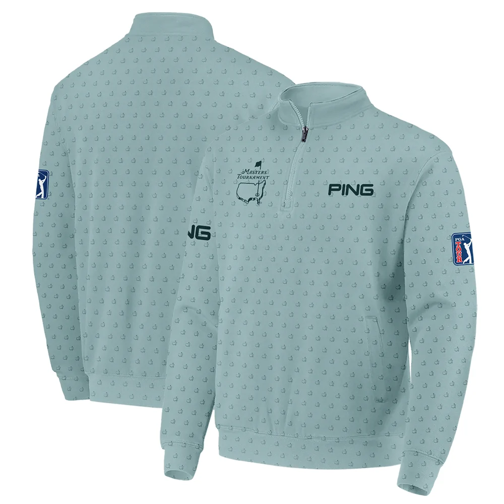 Golf Pattern Masters Tournament Ping Quarter Zip Sweatshirt Cyan Pattern All Over Print Quarter Zip Sweatshirt