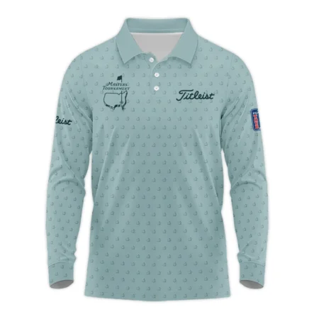 Golf Pattern Masters Tournament Titleist Long Polo Shirt Cyan Pattern All Over Print Long Polo Shirt For Men