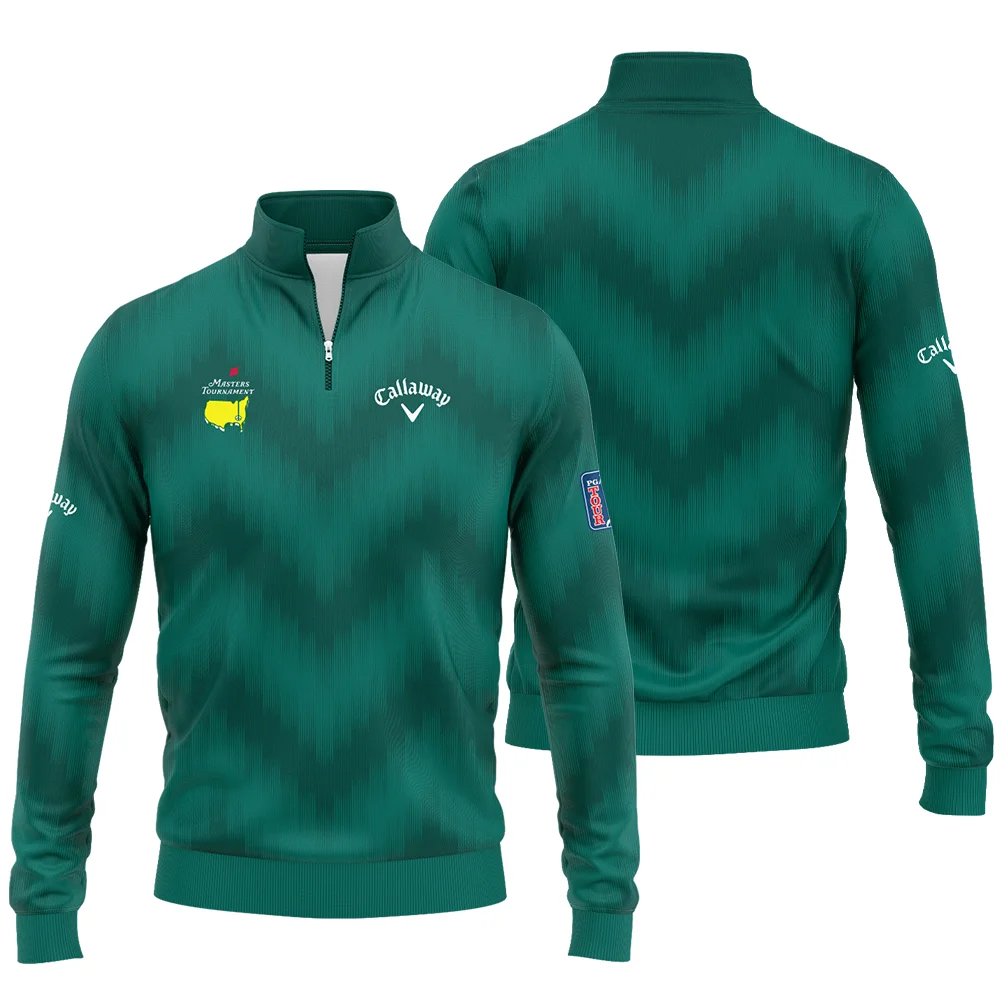 Golf Sport Green Gradient Stripes Pattern Callaway Masters Tournament Quarter Zip Sweatshirt Style Classic Quarter Zip Sweatshirt - Image 3