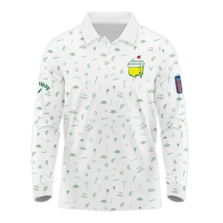 Golf Sport Masters Tournament Callaway Long Polo Shirt Sports Augusta Icons Pattern White Green Long Polo Shirt For Men