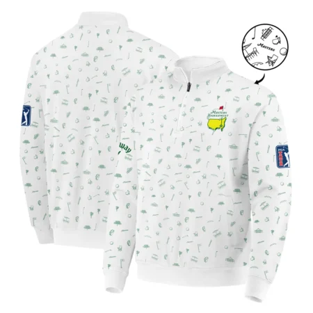 Golf Sport Masters Tournament Callaway Quarter Zip Sweatshirt Sports Augusta Icons Pattern White Green Quarter Zip Sweatshirt