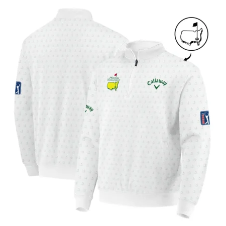 Golf Sport Masters Tournament Callaway Quarter Zip Sweatshirt Sports Logo Pattern White Green Quarter Zip Sweatshirt