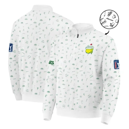 Golf Sport Masters Tournament Ping Quarter Zip Sweatshirt Sports Augusta Icons Pattern White Green Quarter Zip Sweatshirt