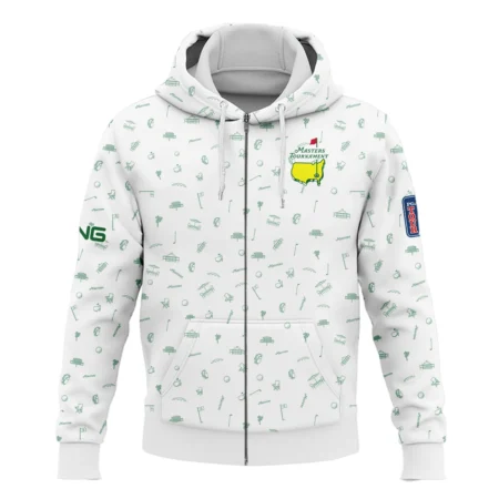 Golf Sport Masters Tournament Ping Zipper Hoodie Shirt Sports Augusta Icons Pattern White Green Zipper Hoodie Shirt