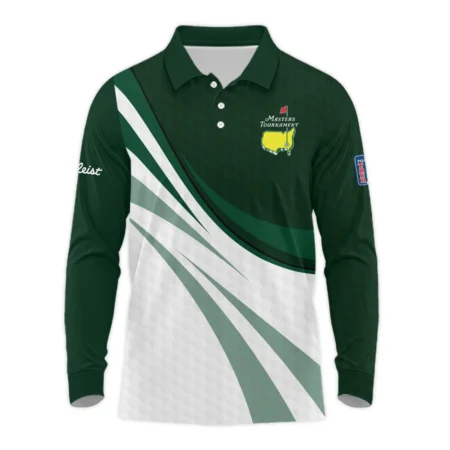 Golf Sport Masters Tournament Titleist Long Polo Shirt Green Color Sports Golf Ball Pattern All Over Print Long Polo Shirt For Men