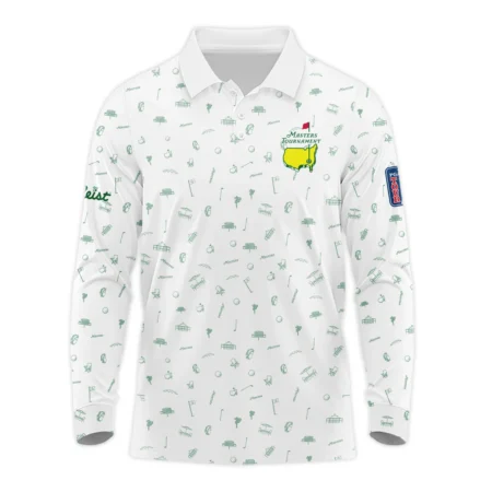 Golf Sport Masters Tournament Titleist Long Polo Shirt Sports Augusta Icons Pattern White Green Long Polo Shirt For Men