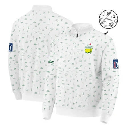 Golf Sport Masters Tournament Titleist Quarter Zip Sweatshirt Sports Augusta Icons Pattern White Green Quarter Zip Sweatshirt