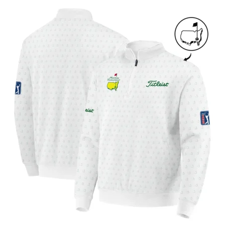 Golf Sport Masters Tournament Titleist Quarter Zip Sweatshirt Sports Logo Pattern White Green Quarter Zip Sweatshirt