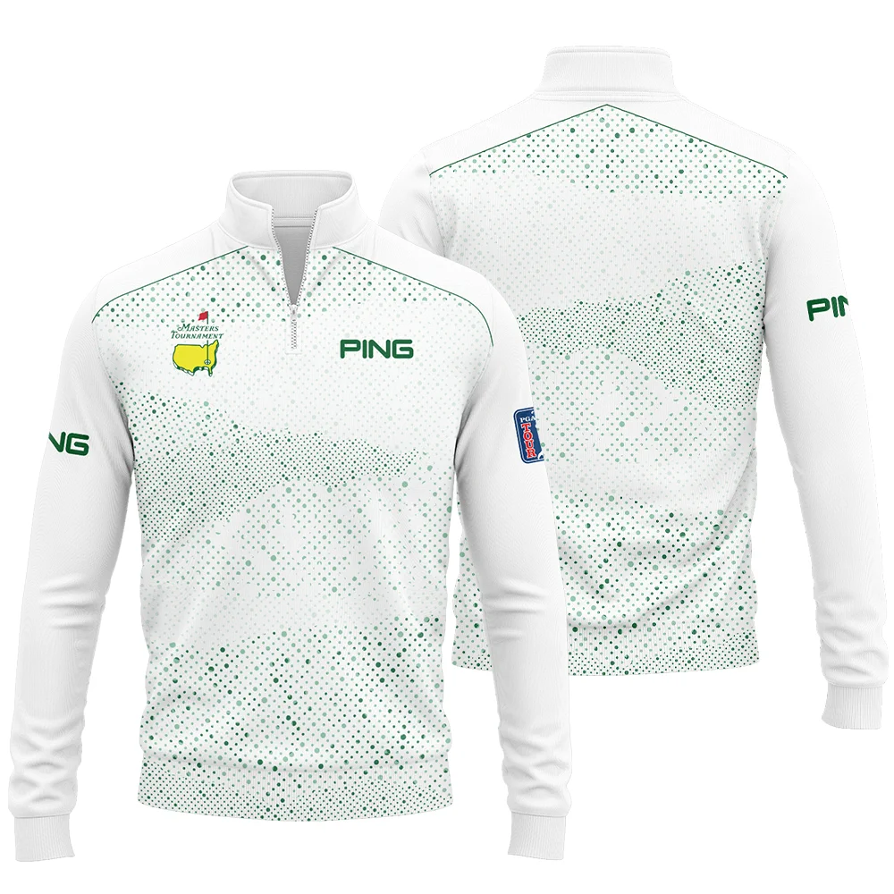 Golf Stye Classic White Mix Green Masters Tournament Ping Quarter Zip Sweatshirt Style Classic Quarter Zip Sweatshirt - Image 3