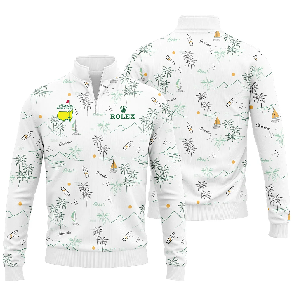 Island Seamless Pattern Golf Masters Tournament Rolex Quarter Zip Sweatshirt Style Classic Quarter Zip Sweatshirt - Image 3