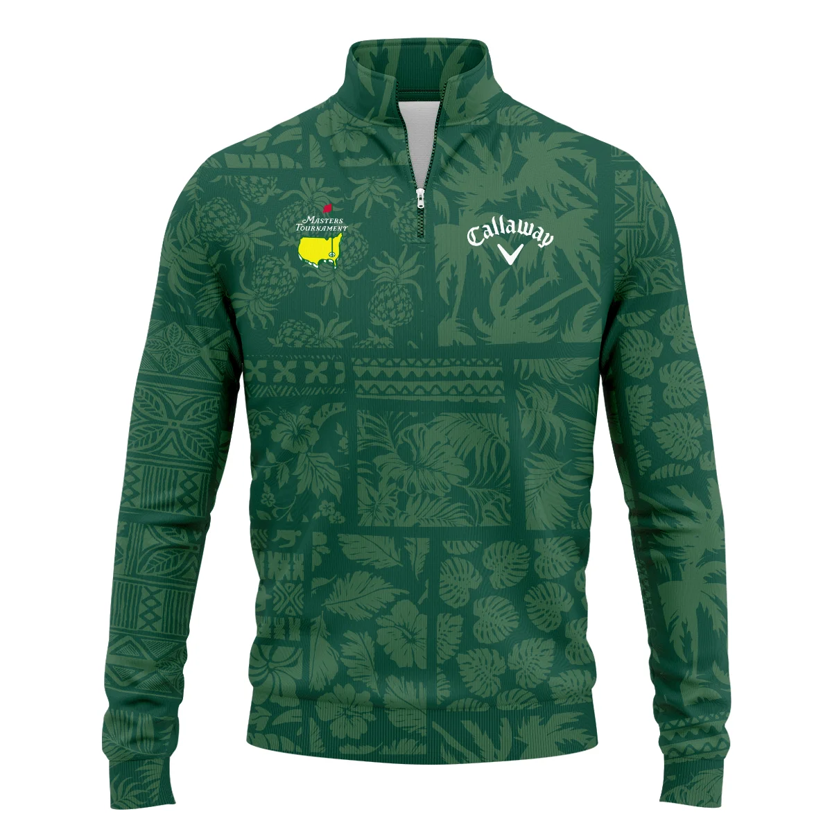 Masters Tournament Callaway Hawaiian Style Fabric Patchwork Quarter Zip Sweatshirt Style Classic Quarter Zip Sweatshirt