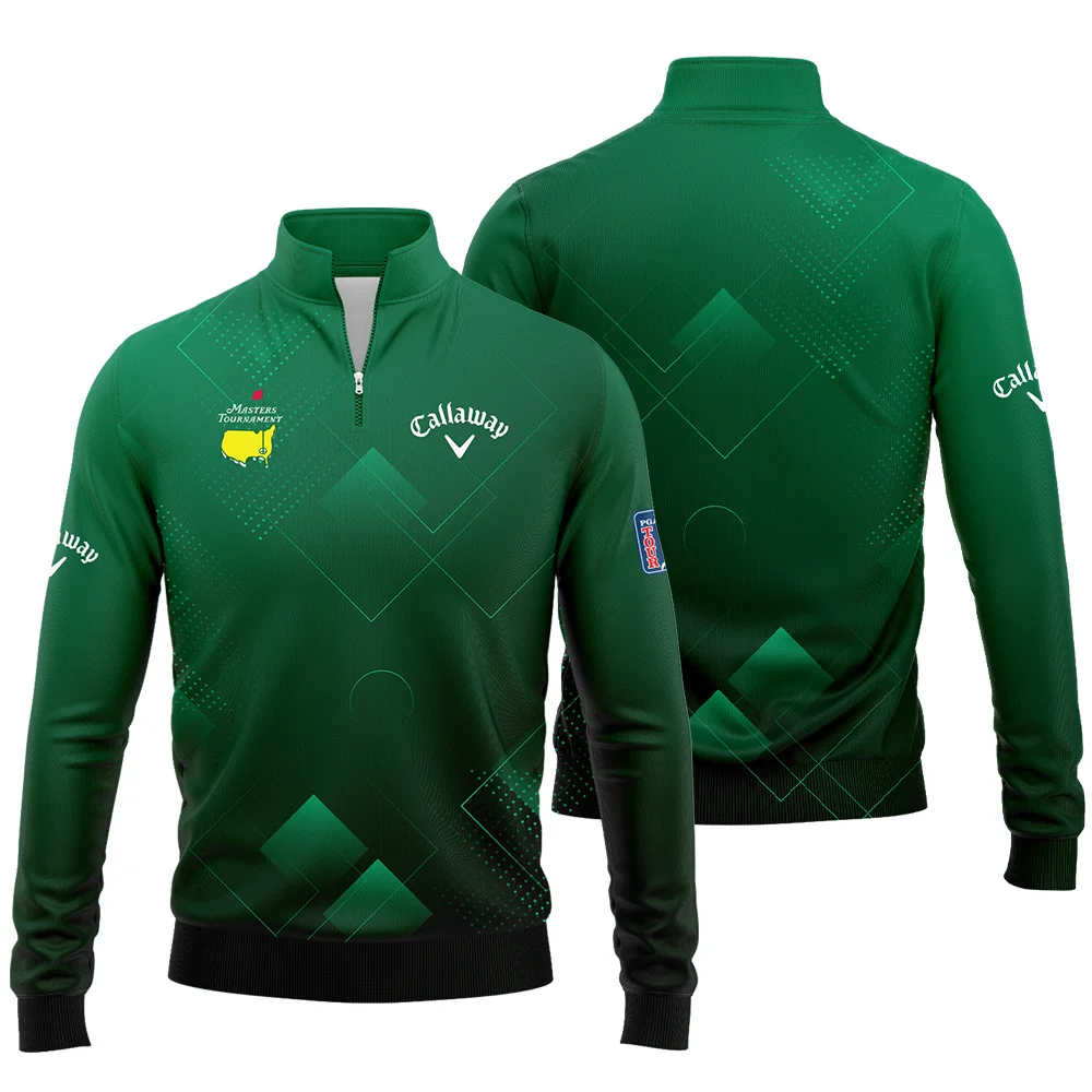 Masters Tournament Callaway Quarter Zip Sweatshirt Golf Sports Green Abstract Geometric Quarter Zip Sweatshirt - Image 3