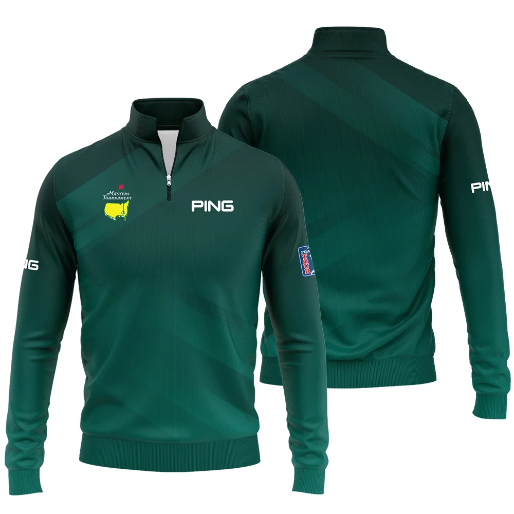 Masters Tournament Dark Green Gradient Golf Sport Ping Quarter Zip Sweatshirt Style Classic Quarter Zip Sweatshirt - Image 3
