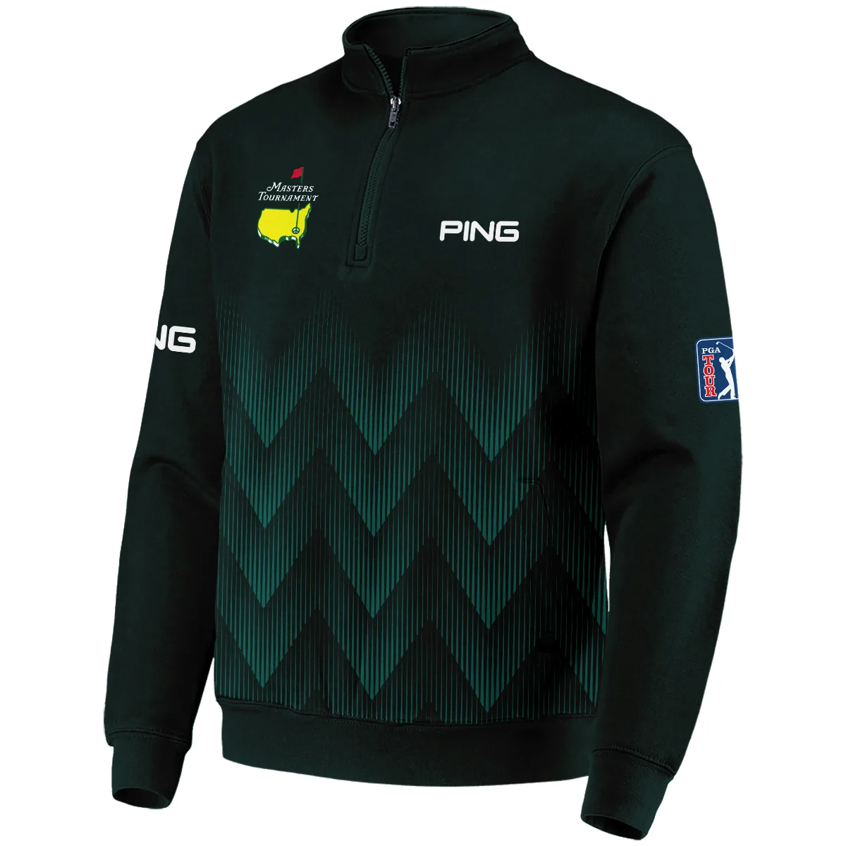 Masters Tournament Golf Ping Quarter Zip Sweatshirt Zigzag Pattern Dark Green Golf Sports All Over Print Quarter Zip Sweatshirt - Image 2