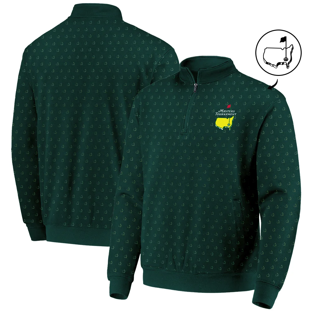 Masters Tournament Golf Quarter Zip Sweatshirt Pattern Cup Dark Green Quarter Zip Sweatshirt