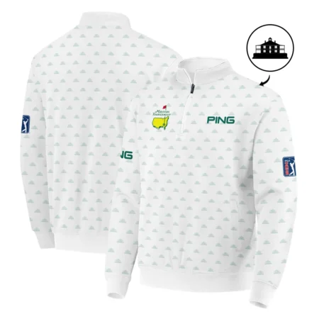 Masters Tournament Golf Sport Ping Quarter Zip Sweatshirt Sports Cup Pattern White Green Quarter Zip Sweatshirt