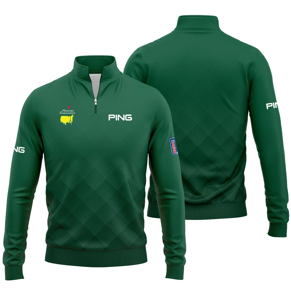 Masters Tournament Ping Gradient Dark Green Pattern Quarter Zip Sweatshirt Style Classic Quarter Zip Sweatshirt - Image 3