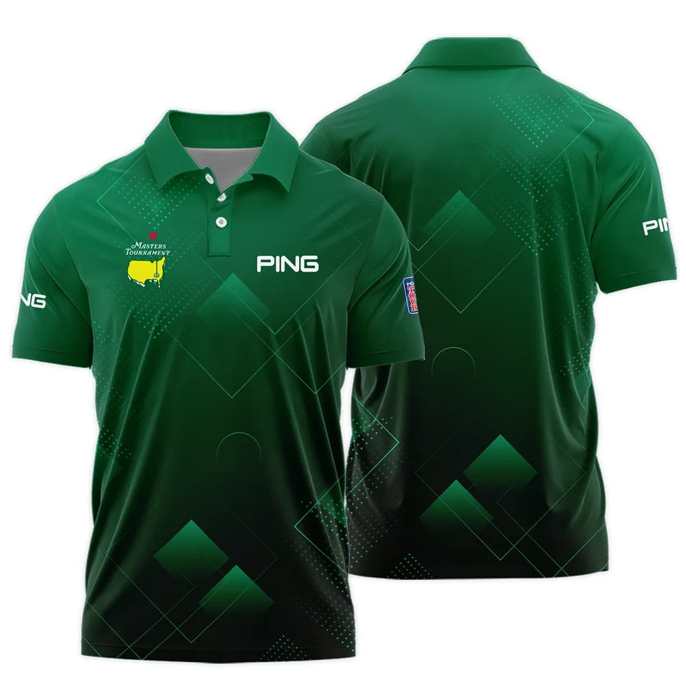 Masters Tournament Ping Polo Shirt Golf Sports Green Abstract Geometric Polo Shirt For Men - Image 3