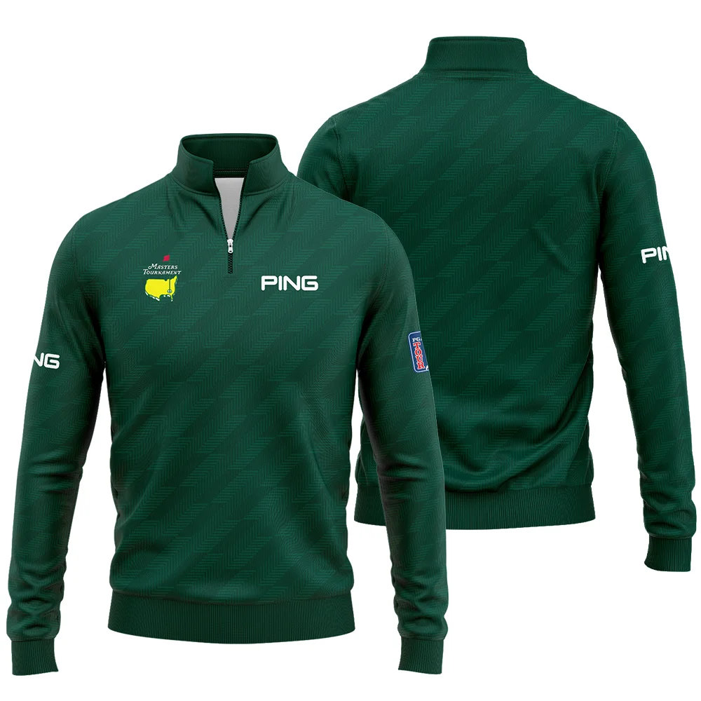 Masters Tournament Ping Star Dark Green Pattern Quarter Zip Sweatshirt Style Classic Quarter Zip Sweatshirt - Image 3
