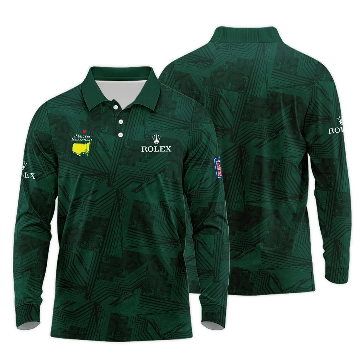 Masters Tournament Rolex Sublimation Sports Dark Green Long Polo Shirt Style Classic Long Polo Shirt For Men - Image 3