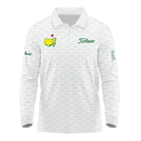Masters Tournament Titleist Golf Long Polo Shirt Logo Text Pattern White Green Golf Sports All Over Print Long Polo Shirt For Men