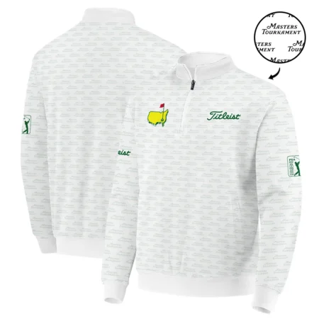 Masters Tournament Titleist Golf Quarter Zip Sweatshirt Logo Text Pattern White Green Golf Sports All Over Print Quarter Zip Sweatshirt