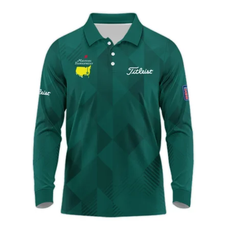 Masters Tournament Titleist Golf Sport Long Polo Shirt Sports Triangle Abstract Green Long Polo Shirt For Men