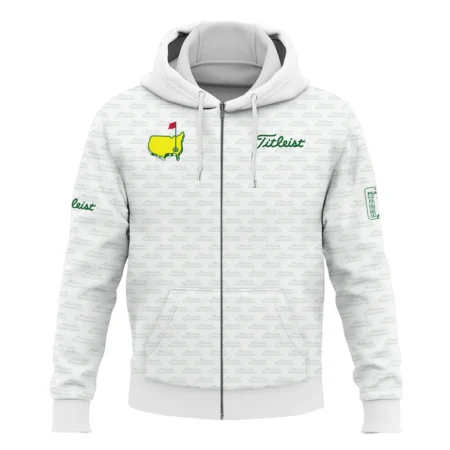 Masters Tournament Titleist Golf Zipper Hoodie Shirt Logo Text Pattern White Green Golf Sports All Over Print Zipper Hoodie Shirt