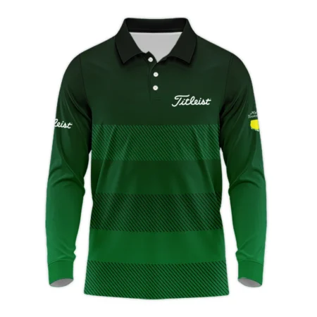 Masters Tournament Titleist Sports Long Polo Shirt Green Gradient Stripes Pattern All Over Print Long Polo Shirt For Men