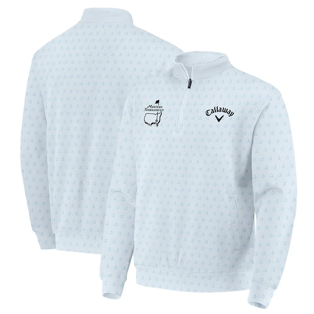 Pattern Masters Tournament Callaway Quarter Zip Sweatshirt White Light Blue Color Pattern Logo  Quarter Zip Sweatshirt