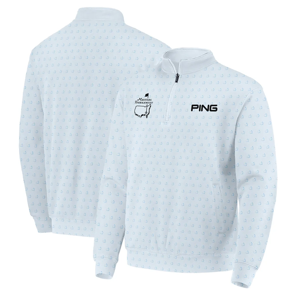 Pattern Masters Tournament Ping Quarter Zip Sweatshirt White Light Blue Color Pattern Logo  Quarter Zip Sweatshirt