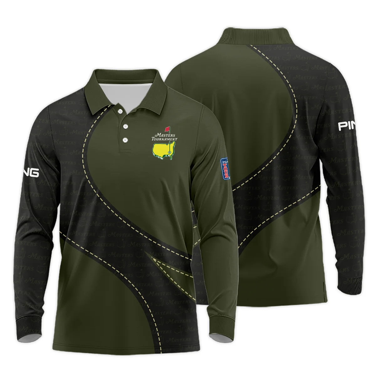 Pattern Military Green Masters Tournament Ping Long Polo Shirt Style Classic Long Polo Shirt For Men - Image 3