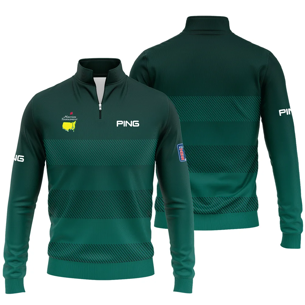 Ping Masters Tournament Dark Green Gradient Stripes Pattern Golf Sport Quarter Zip Sweatshirt Style Classic Quarter Zip Sweatshirt - Image 3