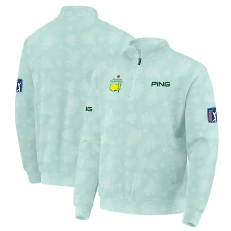 Ping Masters Tournament Sports Quarter Zip Sweatshirt Green Pastel Floral Hawaiian Pattern All Over Print Quarter Zip Sweatshirt