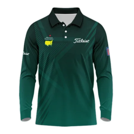 Sports Masters Tournament Titleist Long Polo Shirt Star Pattern Dark Green Gradient Golf Long Polo Shirt For Men
