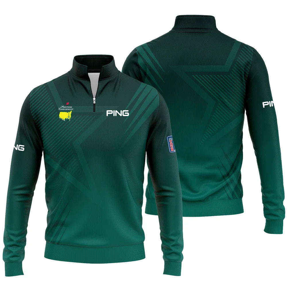 Sports Ping Masters Tournament Quarter Zip Sweatshirt Star Pattern Dark Green Gradient Golf Quarter Zip Sweatshirt - Image 3