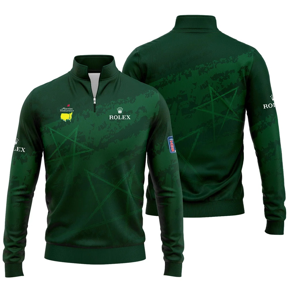 Stars Gradient Dark Green Grunge Pattern Masters Tournament Rolex Quarter Zip Sweatshirt Style Classic Quarter Zip Sweatshirt - Image 3
