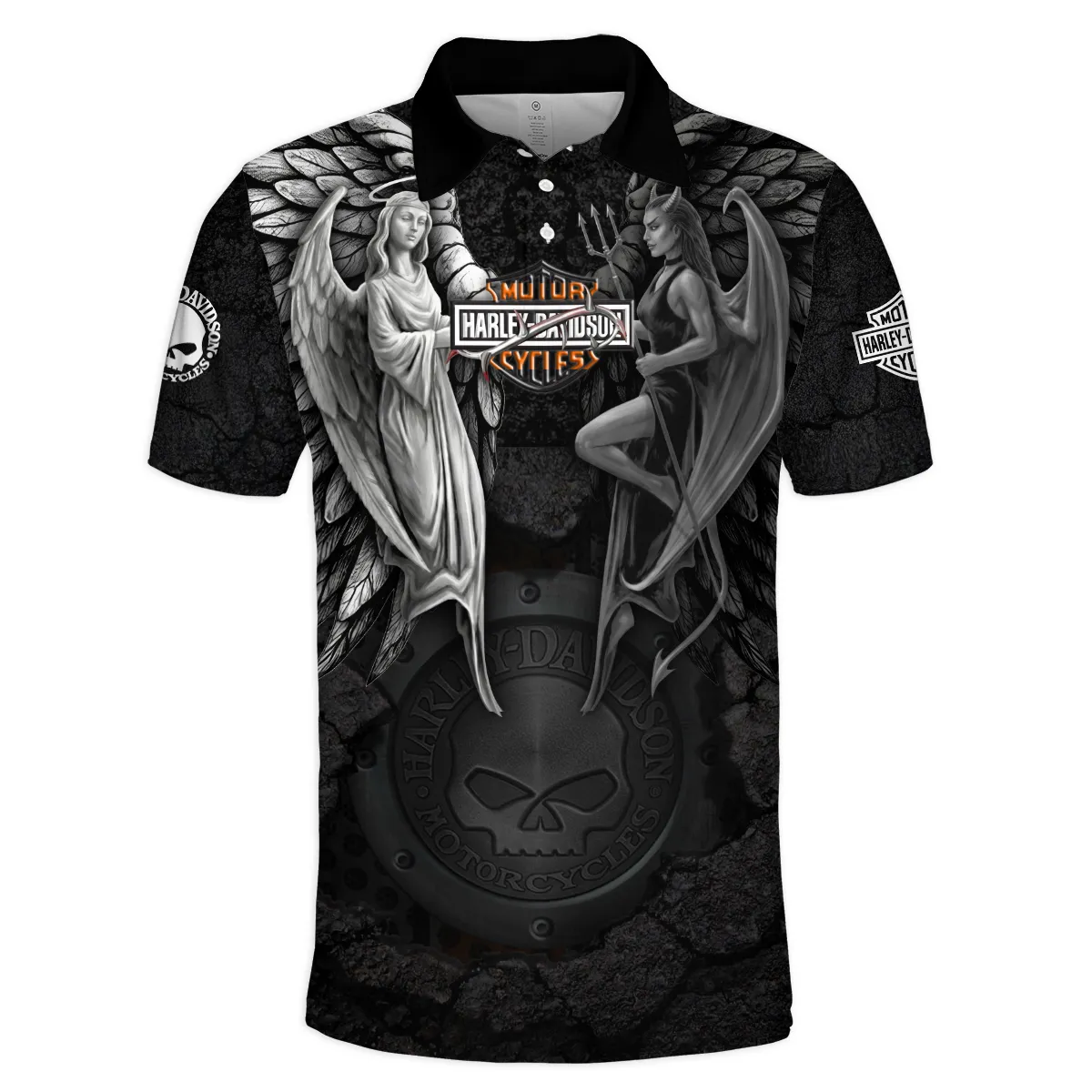 Harley-Davidson Motorcycle Guardian & Fallen Polo Shirt Gift Fan Love QTVA2712HLC8-PL - Image 2