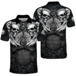 Harley-Davidson Motorcycle Dark Skull Angel Wings Polo Shirt Gift Fan Love QTVA2712HLC07-PL