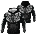 Harley-Davidson Motorcycle Dark Skull Angel Wings Hoodie Quilted Waffle Gift Fan Love QTVA2712HLC07-HQW