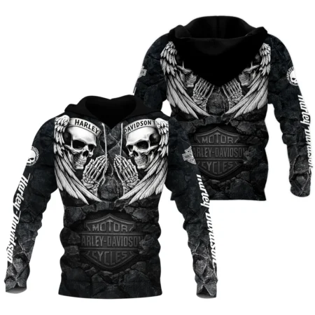 Harley-Davidson Motorcycle Dark Skull Angel Wings Hoodie Gift Fan Love QTVA2712HLC07-HD