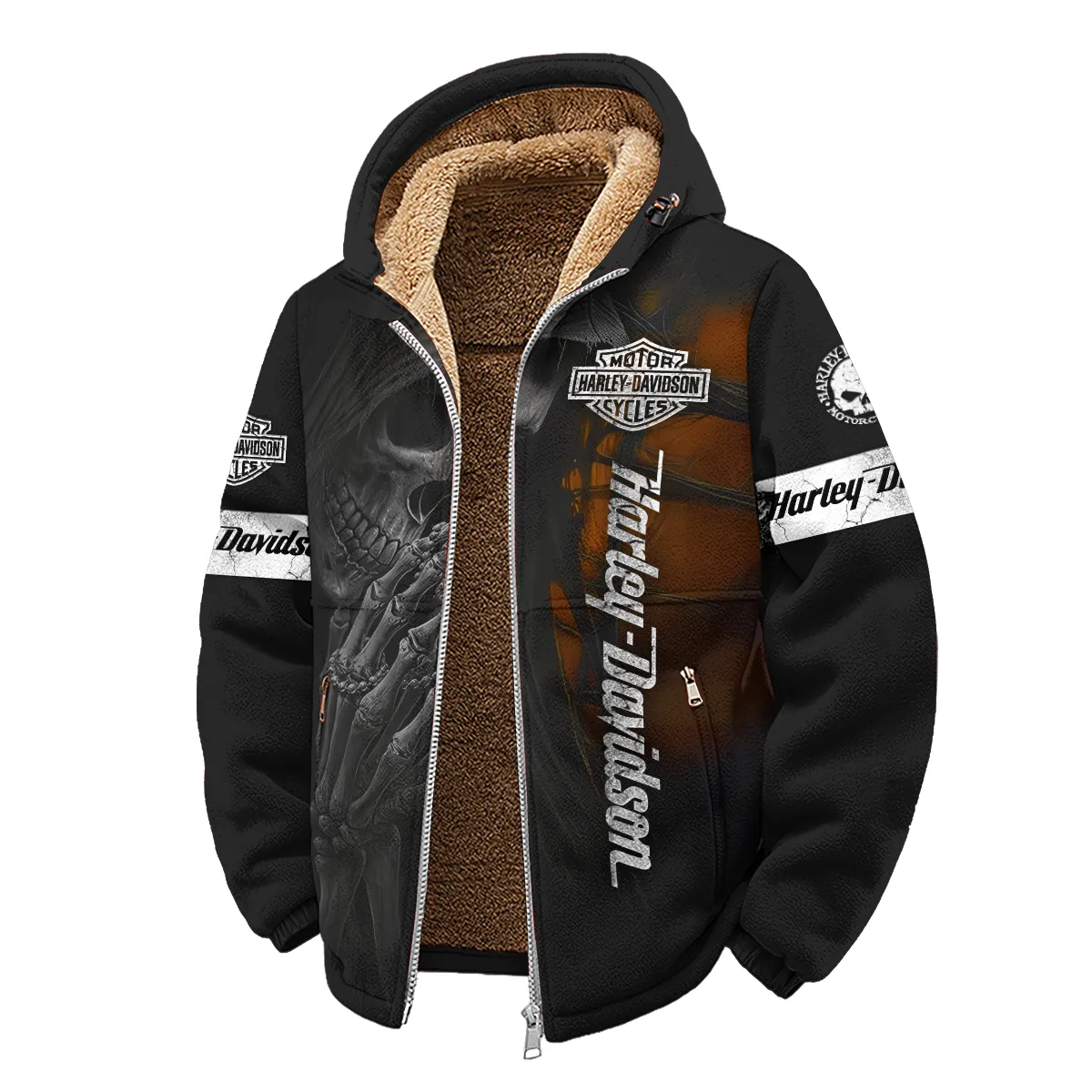 Harley-Davidson Motorcycle Skull Devotion Wings Winter Fleece Jacket Gift Fan Love QTVA2712HLC10-WSFJ - Image 2