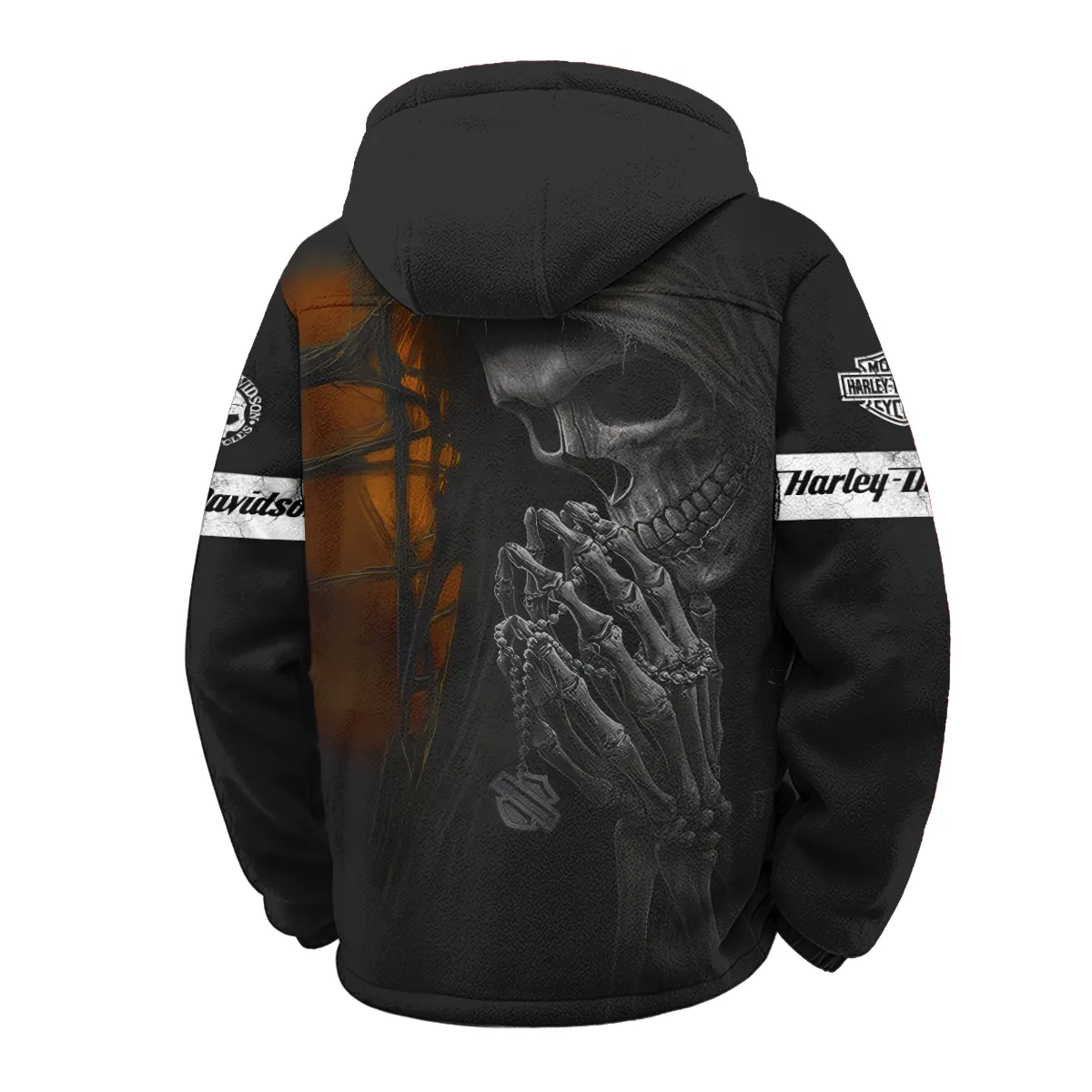 Harley-Davidson Motorcycle Skull Devotion Wings Winter Fleece Jacket Gift Fan Love QTVA2712HLC10-WSFJ - Image 3