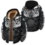 Harley-Davidson Motorcycle Dark Skull Angel Wings Winter Fleece Jacket Gift Fan Love QTVA2712HLC07-WSFJ