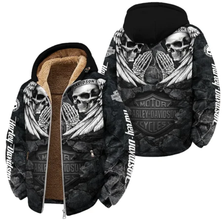 Harley-Davidson Motorcycle Dark Skull Angel Wings Winter Fleece Jacket Gift Fan Love QTVA2712HLC07-WSFJ