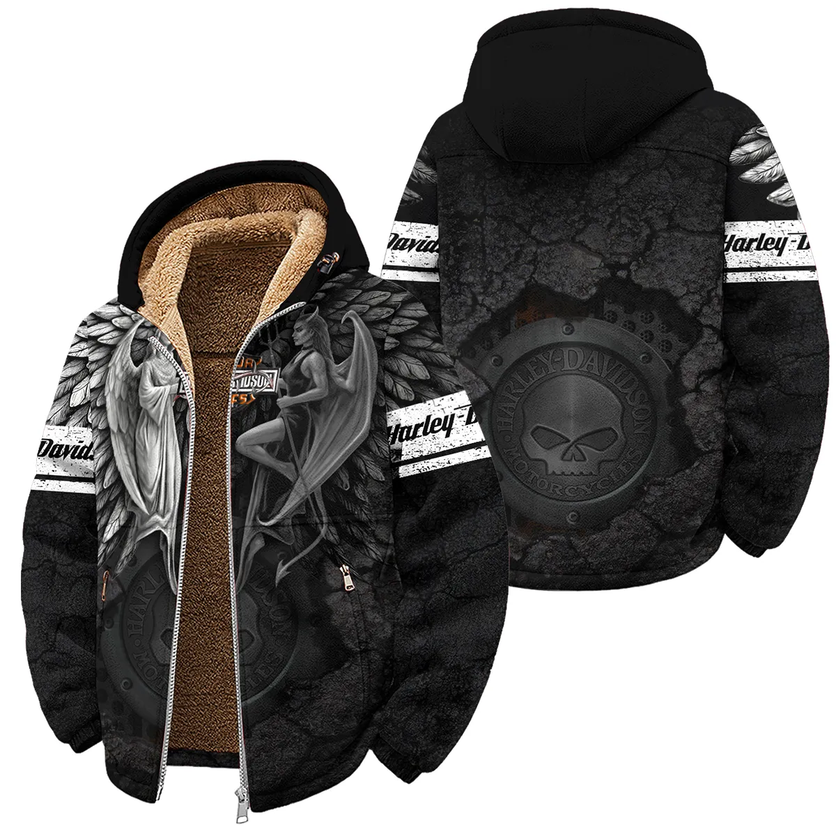 Harley-Davidson Motorcycle Guardian & Fallen Winter Fleece Jacket Gift Fan Love QTVA2712HLC8-WSFJ