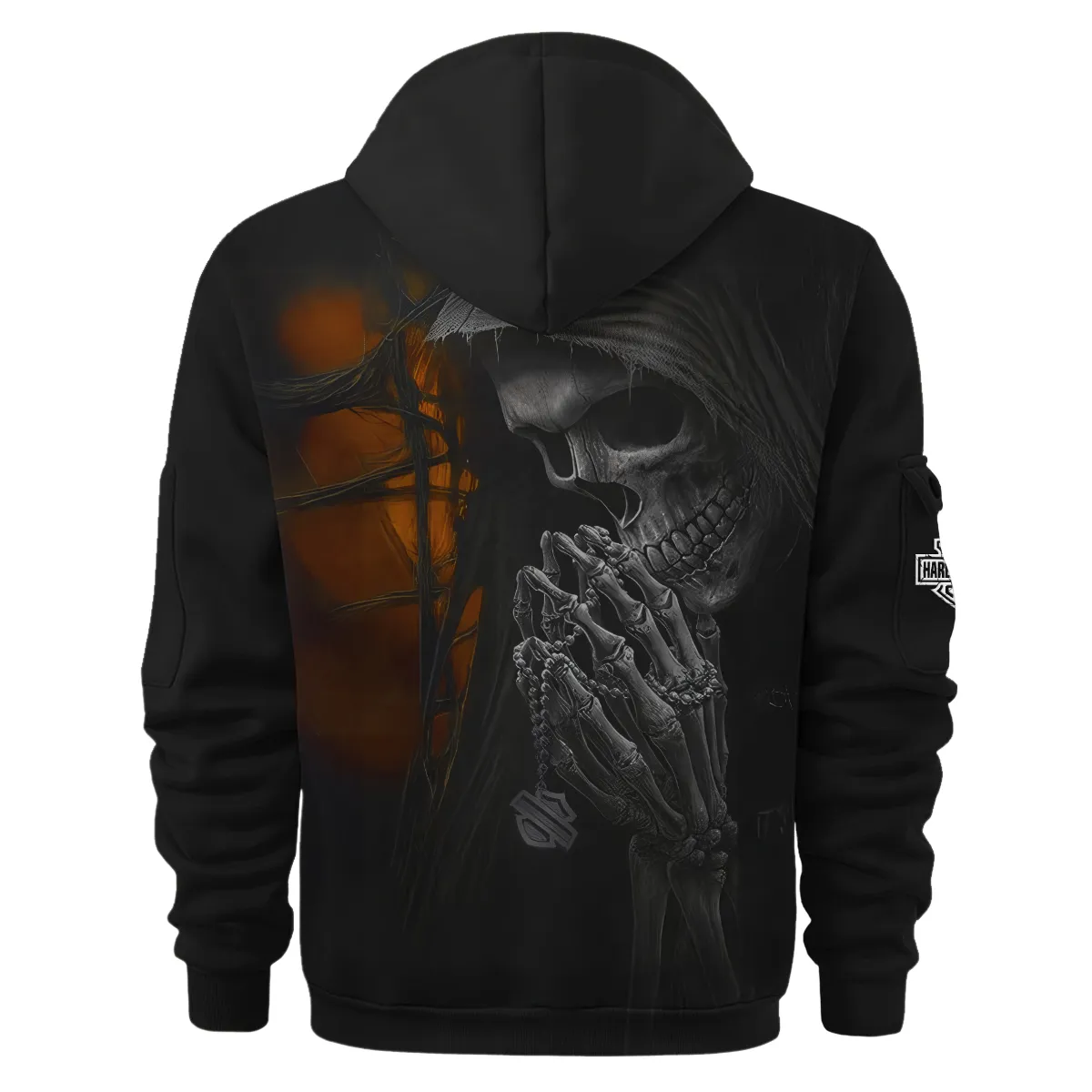 Harley-Davidson Motorcycle Skull Devotion Wings Hoodie Half Zipper Gift Fan Love QTVA2712HLC10-HDF - Image 3