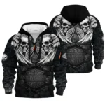 Harley-Davidson Motorcycle Dark Skull Angel Wings Hoodie Half Zip Quilted Waffle Gift Fan Love QTVA2712HLC07-HDFQW