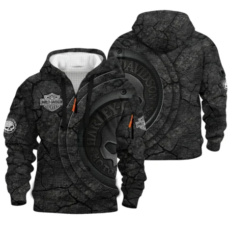 Harley-Davidson Motorcycle Stone & Steel Hoodie Half Zip Quilted Waffle Gift Fan Love QTVA2712HLC09-HDFQW